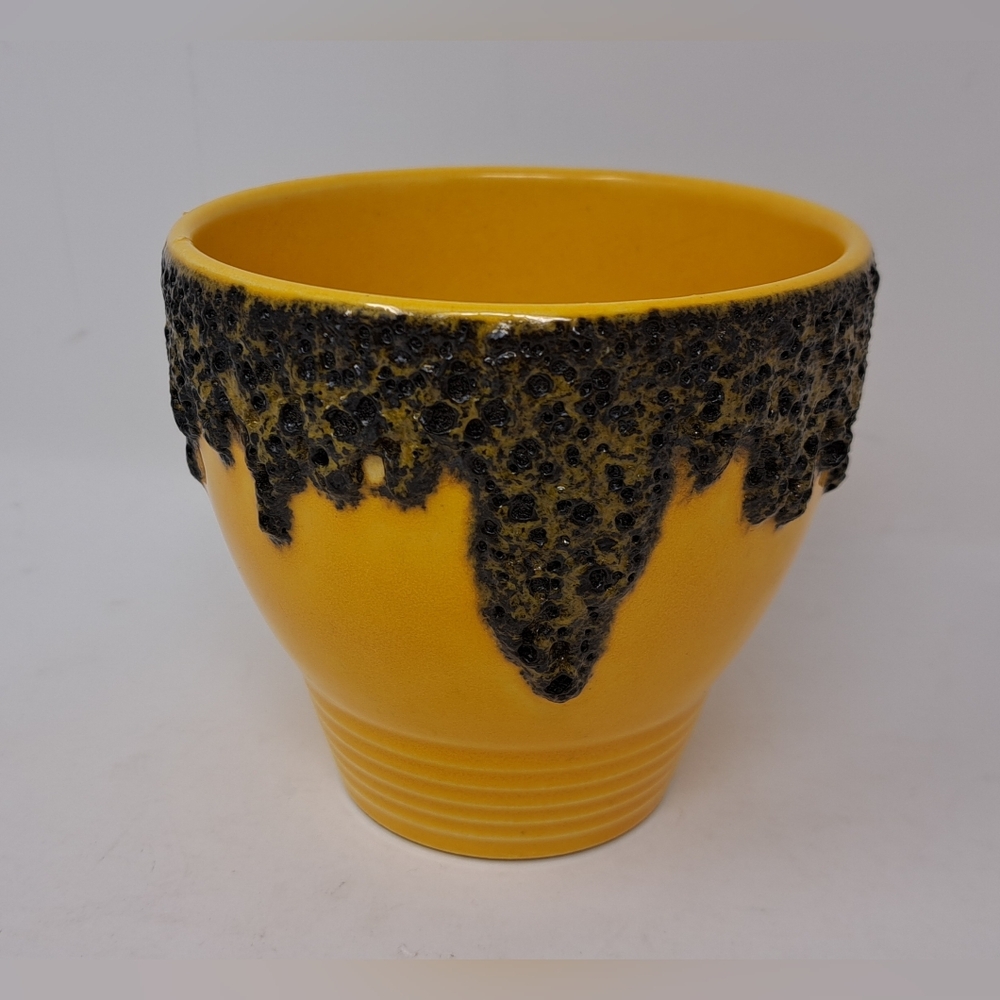 West Germany Fat Lava Flower Pot Vase MCM Mid Century Yellow Pottery Ceramics - Picture 7 of 13